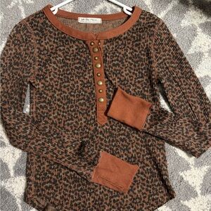 We The Free Long Sleeve Shirt in Brown and Black